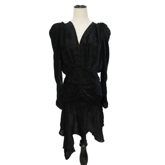 ISABEL MARANT Black Silk Viscose MARLIN Burnout Polka Dot Ruched Top 38 - Picture 8 of 11